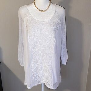 Picadilly Fashion White Lace Blouse